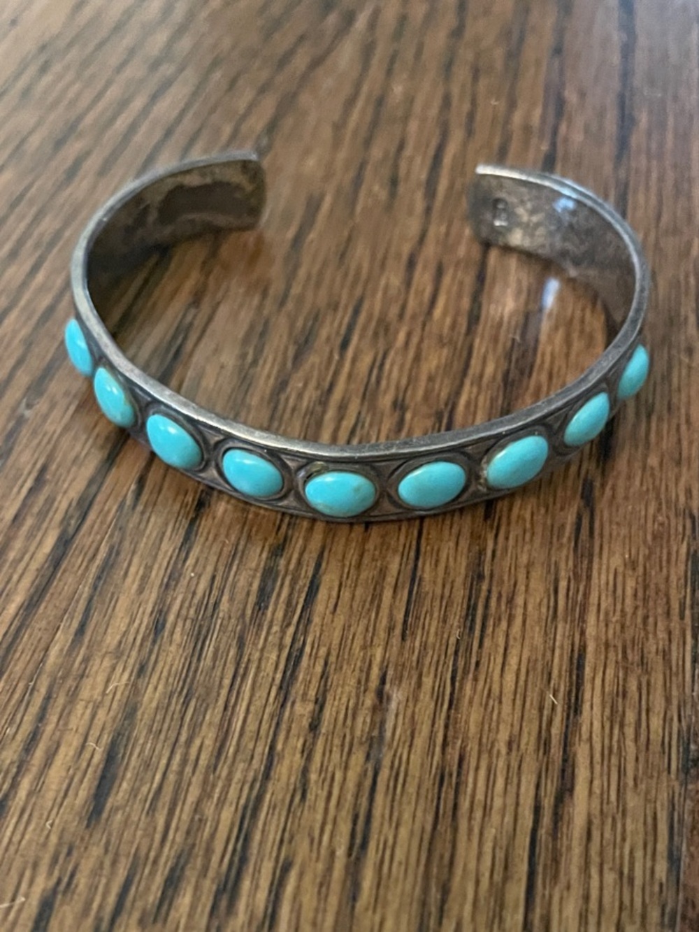 Turquoise Stone Silver Cuff Bracelet - Women’s Blue Gem Accent